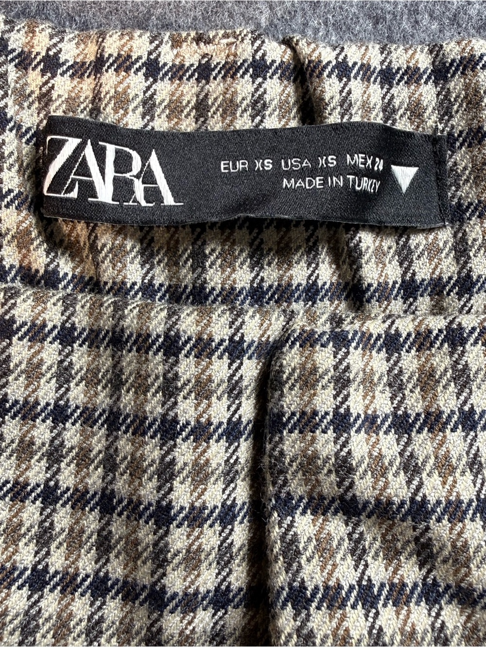 Zara Plaid Ankle Pants XS Brown Blue Check Career Office Preppy Chic Trouser - Picture 6 of 12